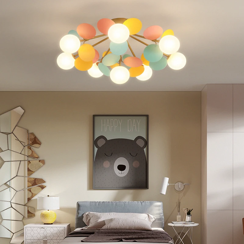 

Frost Glass Ball Nordic Home Decor Children's Room Bedroom Bed Hallway Indoor Led Lighting Luminaire Ceiling Chandeliers