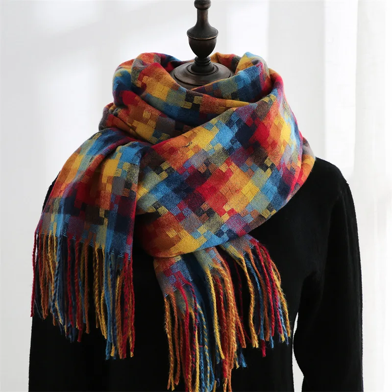Women Winter Luxury Scarves Female British Mosaic Faux Cashmere Plaid Scarf Fashion Ladies Autumn Shawl Dual-use Plaid Scarf
Women Winter Luxury Scarves Female British Mosaic Faux Cashmere Plaid Scarf Fashion Ladies Autumn Shawl Dual-use Plaid Scarf