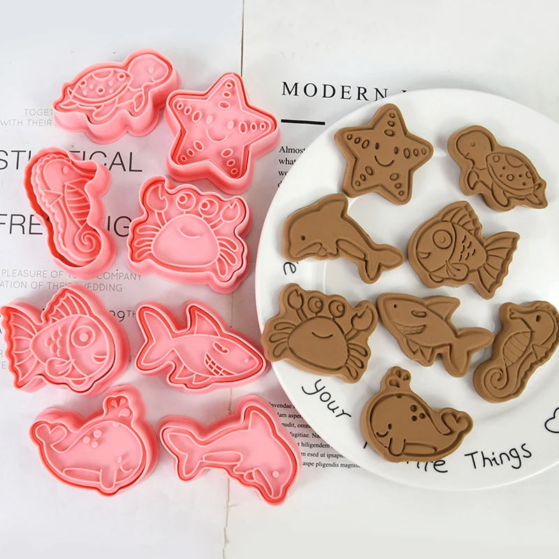 8pcs Ocean Animal Cookie Mold 3D Cartoon Fish Sharks Biscuit Cutter Stamps DIY Fondant Cake Pastry Baking Bakeware Kitchen Tools
8pcs Ocean Animal Cookie Mold 3D Cartoon Fish Sharks Biscuit Cutter Stamps DIY Fondant Cake Pastry Baking Bakeware Kitchen Tools