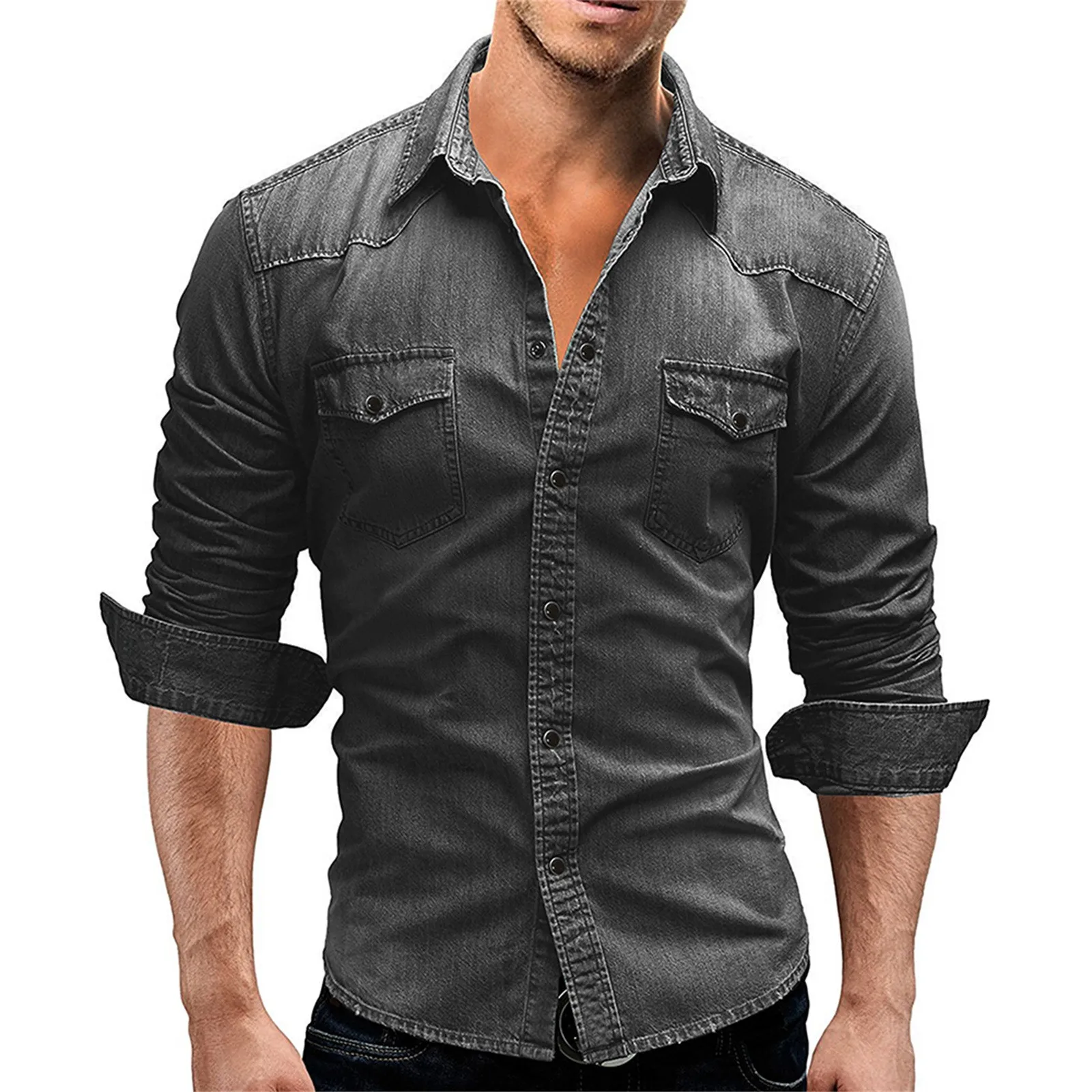 Men's Casual Slim Fit Long Sleeve Lapel Button Down Denim Shirt With Streetwear Handsome Men Geometric Beachwear Button
Men's Casual Slim Fit Long Sleeve Lapel Button Down Denim Shirt With Streetwear Handsome Men Geometric Beachwear Button