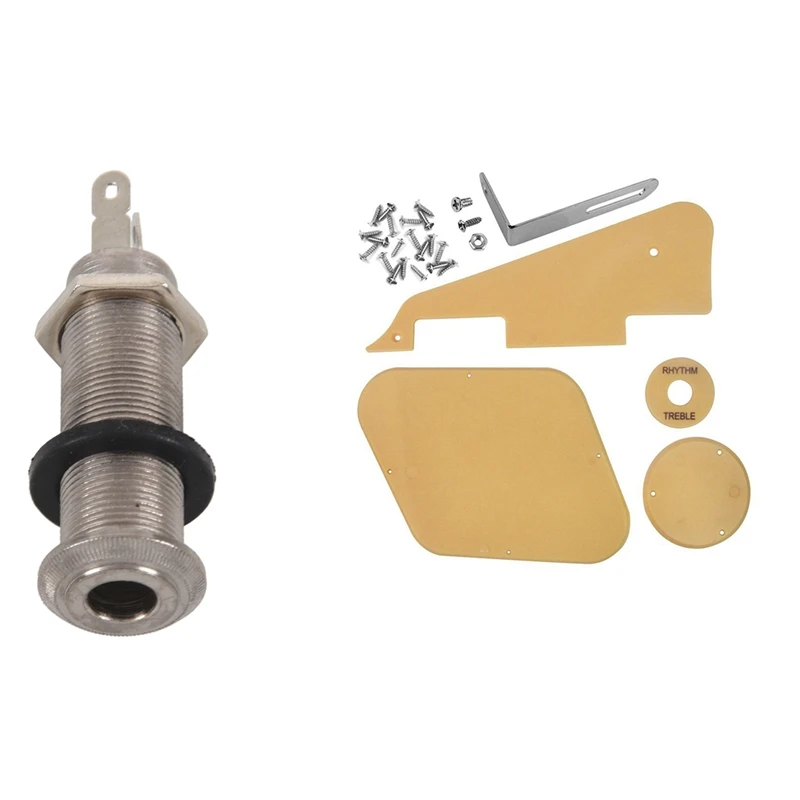 Джек для электрогитары Chrome с резьбой и 1 набор накладка кремового цвета/Полость/крышки переключателя/селекторная пластина звукоснимателя/к... 
Джек для электрогитары Chrome с резьбой и 1 набор накладка кремового цвета/Полость/крышки переключателя/селекторная пластина звукоснимателя/к...