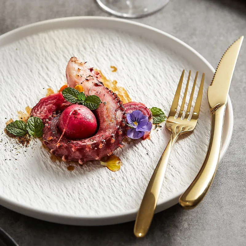 Mocha Creative Rock Pattern Ceramic Japanese Dish White Household Salad Light Western Dish Steak Plate with Edges
Mocha Creative Rock Pattern Ceramic Japanese Dish White Household Salad Light Western Dish Steak Plate with Edges