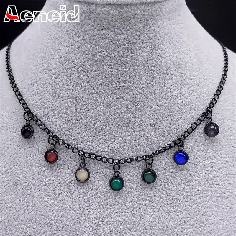 

Vintage 7 Chakra Reiki Healing Energy Crystal Tassel Necklace Women Stainless Steel Natural Stone Opal Yoga Necklaces Jewelry