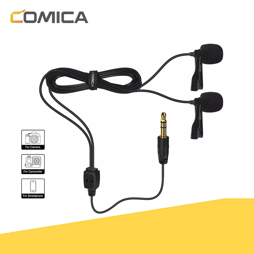 Comica CVM-D02B Dual-head Lavalier Microphone Portable Interview Condenser Mic For Smartphone Cameras Camcorders Gopro Recording
Comica CVM-D02B Dual-head Lavalier Microphone Portable Interview Condenser Mic For Smartphone Cameras Camcorders Gopro Recording