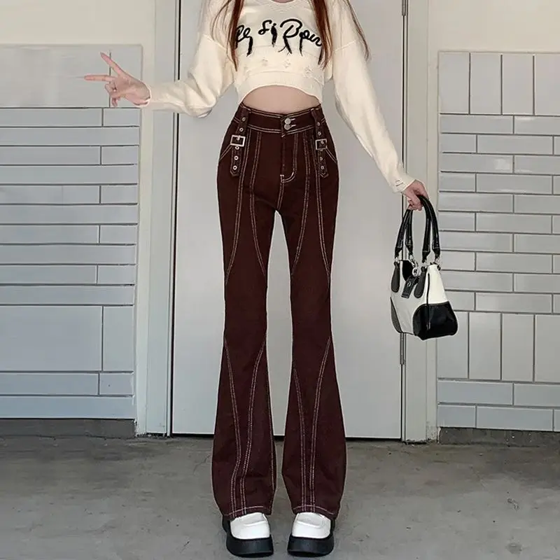 High Waist Wide Leg Brown Stretch Trousers Korean Version Retro Slim Micro Flared Jeans Girl
High Waist Wide Leg Brown Stretch Trousers Korean Version Retro Slim Micro Flared Jeans Girl