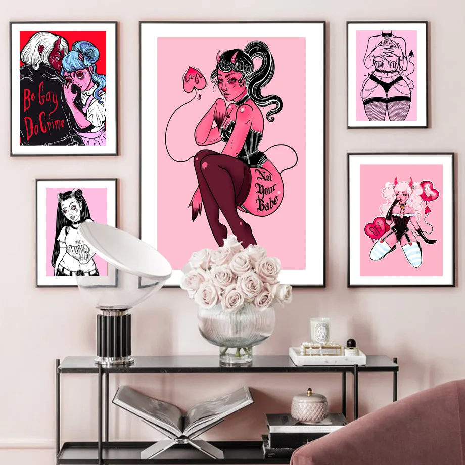 Goth Devil Girl Vampire Witch Creepy Love Wall Art Canvas Painting Nordic Posters And Prints Wall Pictures For Living Room Decor
Goth Devil Girl Vampire Witch Creepy Love Wall Art Canvas Painting Nordic Posters And Prints Wall Pictures For Living Room Decor