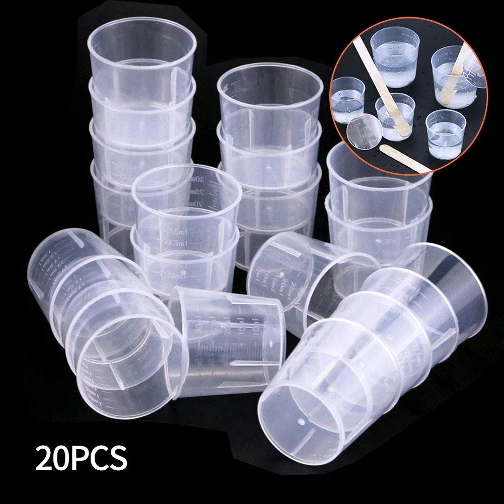 20pcs Measure Cups 10/20/30ml Transparent Plastics Kitchen Measuring Tool For Measuring Small Amounts Of Liquids And Samples
20pcs Measure Cups 10/20/30ml Transparent Plastics Kitchen Measuring Tool For Measuring Small Amounts Of Liquids And Samples