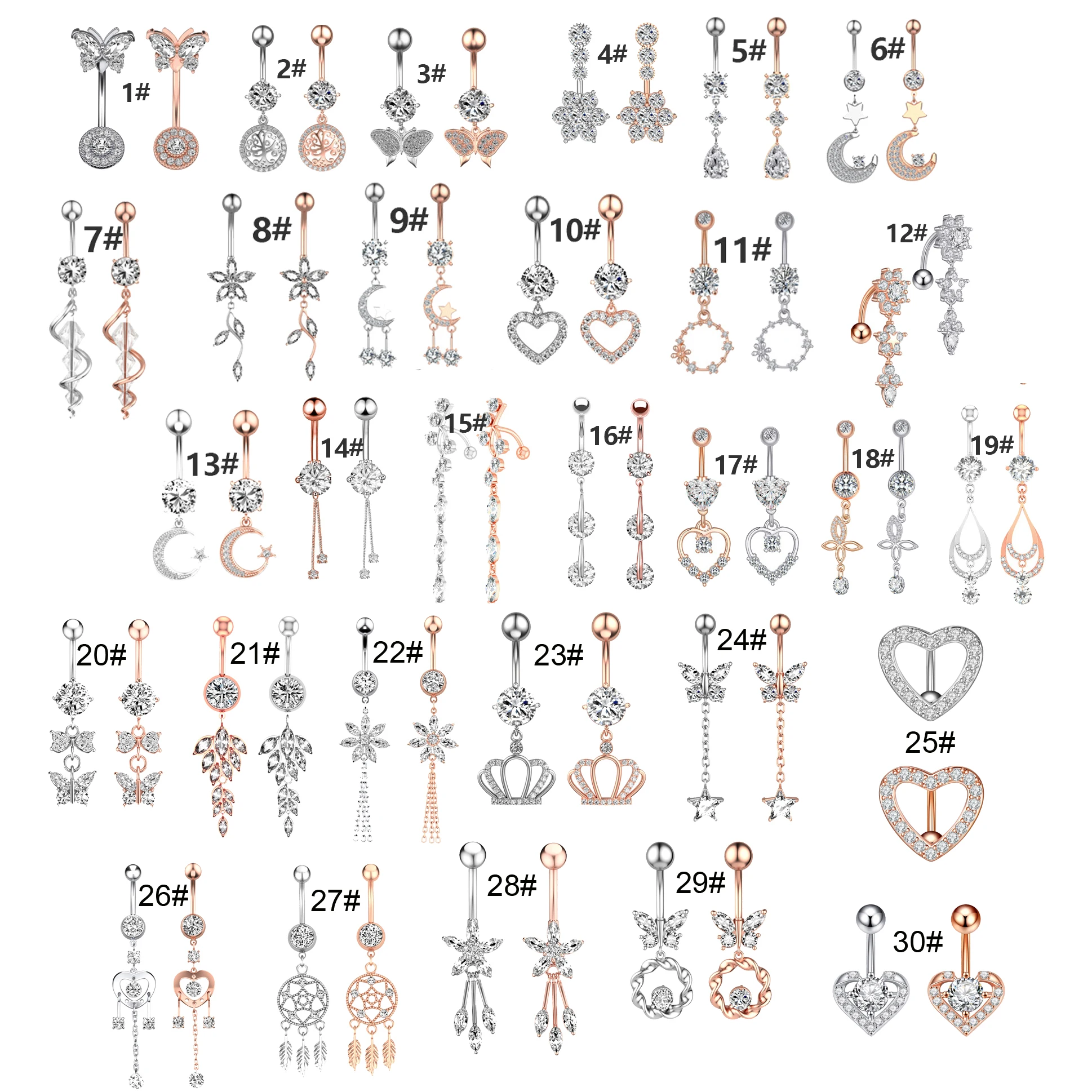 1pc New Zircon Fashion Surgical Stainless Steel Navel Piercing Flower Moon Pendant Belly Button Rings Belly Piercing Body Jewely
1pc New Zircon Fashion Surgical Stainless Steel Navel Piercing Flower Moon Pendant Belly Button Rings Belly Piercing Body Jewely