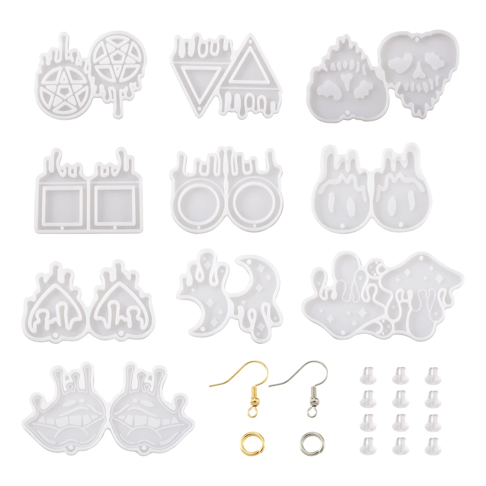 10Pcs DIY Earring Pendant Silicone Molds Kit With Brass Earring Hooks & Open Jump Rings & Ear Nuts For DIY Resin Earring Making
10Pcs DIY Earring Pendant Silicone Molds Kit With Brass Earring Hooks & Open Jump Rings & Ear Nuts For DIY Resin Earring Making