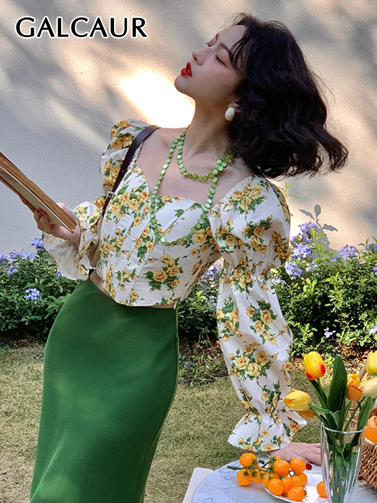 GALCAUR Loose Shirt For Women Square Collar Puff Sleeve Print Floral Colorblock Blouses Female Spring Clothing Style New 2022
GALCAUR Loose Shirt For Women Square Collar Puff Sleeve Print Floral Colorblock Blouses Female Spring Clothing Style New 2022