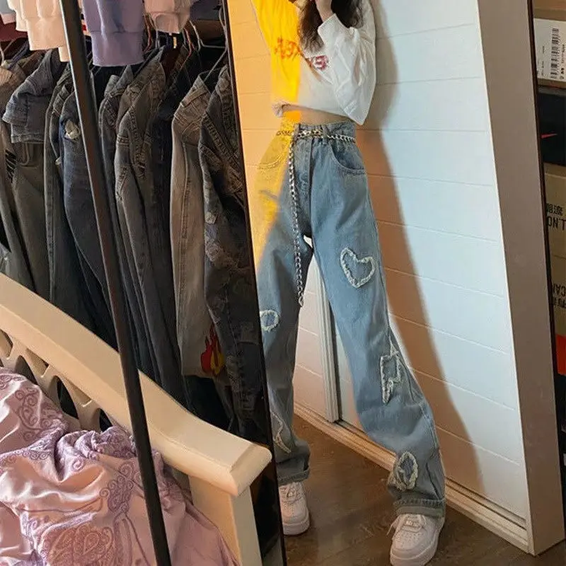 BTFG Autumn New Love Jeans Women's Loose Slim Retro Fashion Pocket Blue High Waist Straight Pants Y2k Street Dress Jeans Pants
BTFG Autumn New Love Jeans Women's Loose Slim Retro Fashion Pocket Blue High Waist Straight Pants Y2k Street Dress Jeans Pants