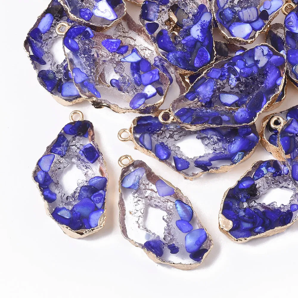 5PC Resin Pendants Imitation Geode with Shell and Edge Light Gold Plated Iron Loops Nuggets 39x20x5mm Hole: 1.8mm
5PC Resin Pendants Imitation Geode with Shell and Edge Light Gold Plated Iron Loops Nuggets 39x20x5mm Hole: 1.8mm