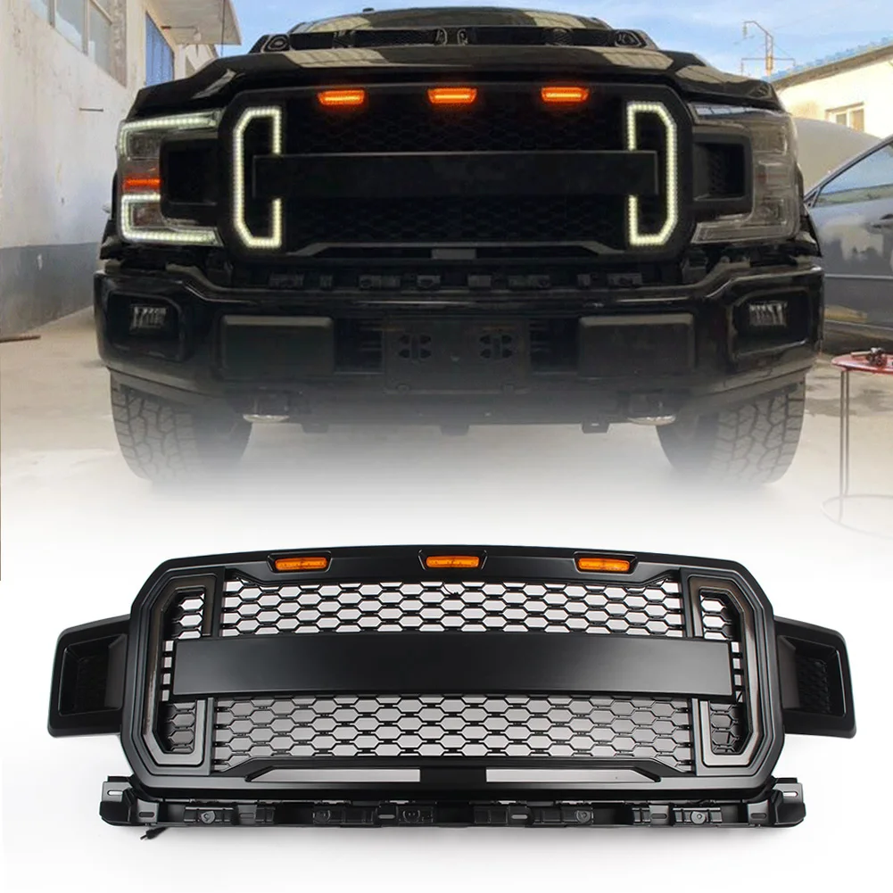Car Front Grill Bumper Grille Raptor Style For 2018 2019 Ford F150 F-150 w/ Amber LED Light Auto Accessories ABS Plastic fast sh
Car Front Grill Bumper Grille Raptor Style For 2018 2019 Ford F150 F-150 w/ Amber LED Light Auto Accessories ABS Plastic fast sh