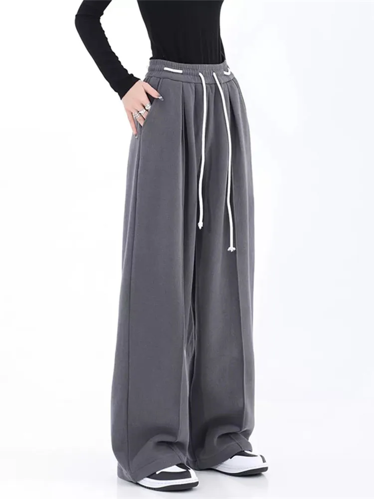 2022 Drawstring Jogger Sweatpants Women Wide Leg Pants Retro High Waist Elastic Trouser Woman Casual Loose Dark Grey Sweatpants
2022 Drawstring Jogger Sweatpants Women Wide Leg Pants Retro High Waist Elastic Trouser Woman Casual Loose Dark Grey Sweatpants