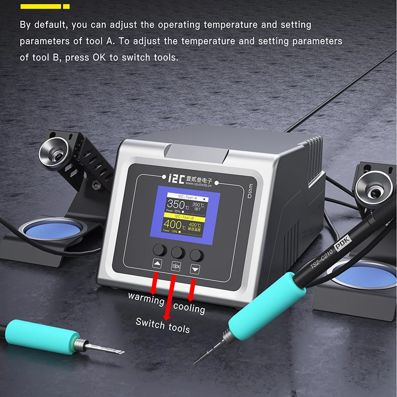 I2C 1SCN Soldering Station Dual Handle JBC C210/C115 Soldering Iron Tips for Phone Soldering SMDs Micro-component Welding Repair
I2C 1SCN Soldering Station Dual Handle JBC C210/C115 Soldering Iron Tips for Phone Soldering SMDs Micro-component Welding Repair
