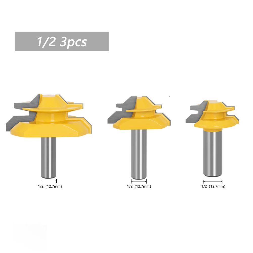 Cutter Router Bit No Edges Tool With Sharp Blade Woodworking Yellow 1/2 Inch Shank 3 Pcs 45 Degree Carbide Alloy
Cutter Router Bit No Edges Tool With Sharp Blade Woodworking Yellow 1/2 Inch Shank 3 Pcs 45 Degree Carbide Alloy