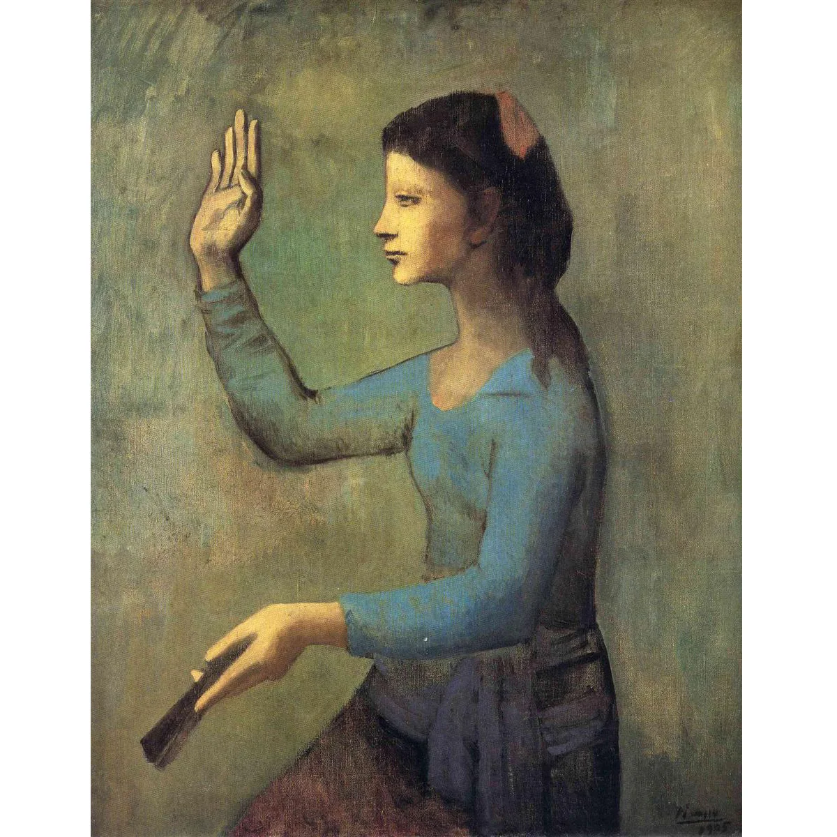 

Женщина с веером от Пабло Пикассо, ручная роспись, известная картина маслом, Репродукция на холсте, современная картина на стену