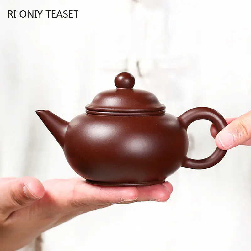 

160ml Yixing Famous Purple Clay Teapot Raw Ore Purple Zhu Mud Handmade Tea Pot Beauty Kettle Chinese Authentic Zisha Tea Set