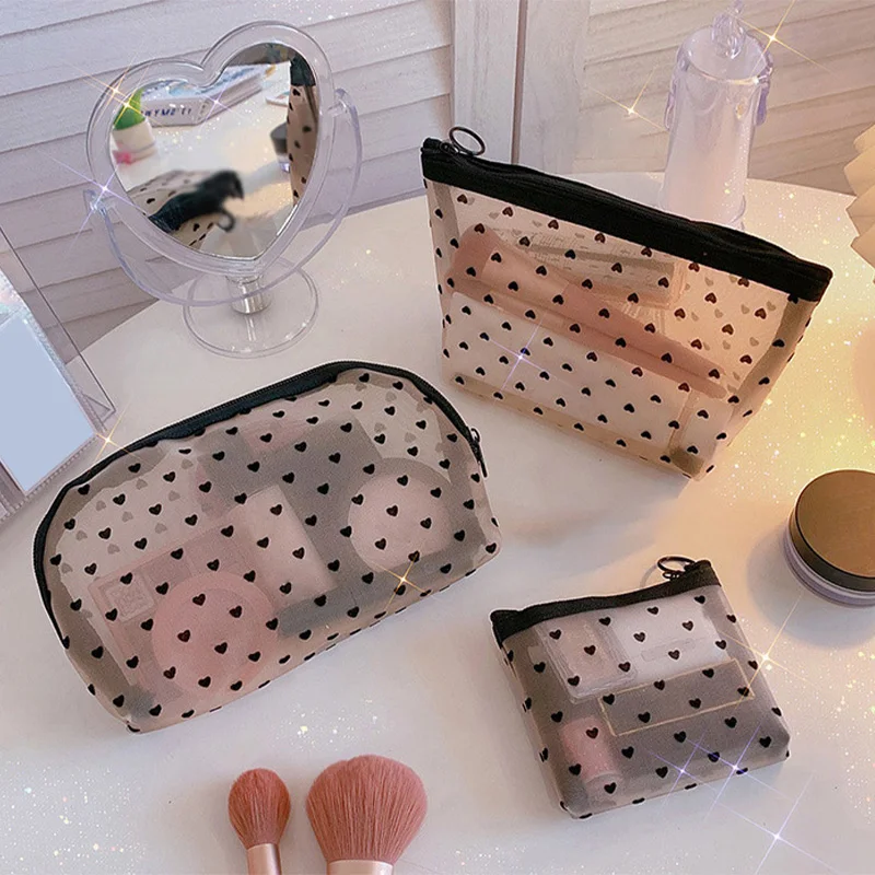 Portable Mesh Cosmetic Makeup Bag Storage Case Holder Cute Heart Printed Transparent Toiletry Pouch Pencil Pen Travel Organizer
Portable Mesh Cosmetic Makeup Bag Storage Case Holder Cute Heart Printed Transparent Toiletry Pouch Pencil Pen Travel Organizer