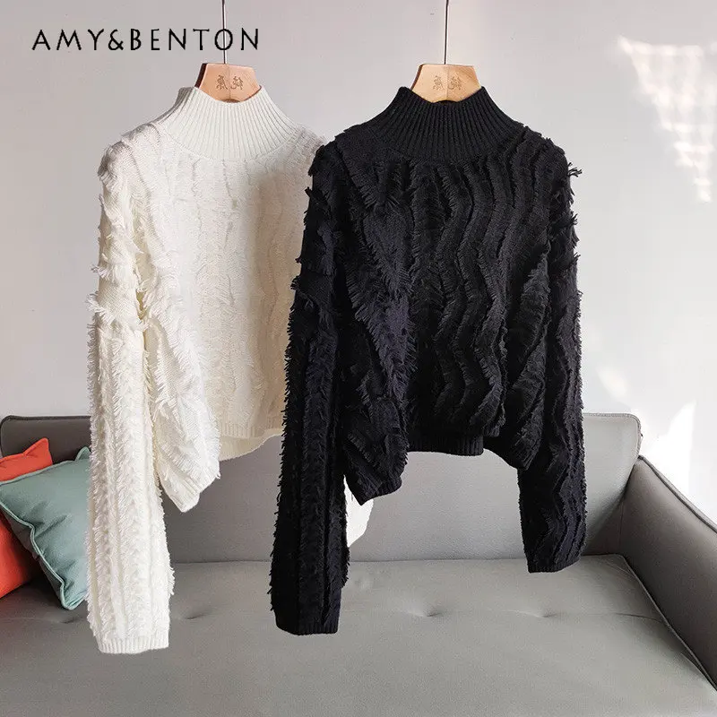 Tassel Wool Tassel Cashmere All-Match Slimming Sweater Women's Autumn and Winter Long Sleeve Solid Color Knitted Pullover
Tassel Wool Tassel Cashmere All-Match Slimming Sweater Women's Autumn and Winter Long Sleeve Solid Color Knitted Pullover