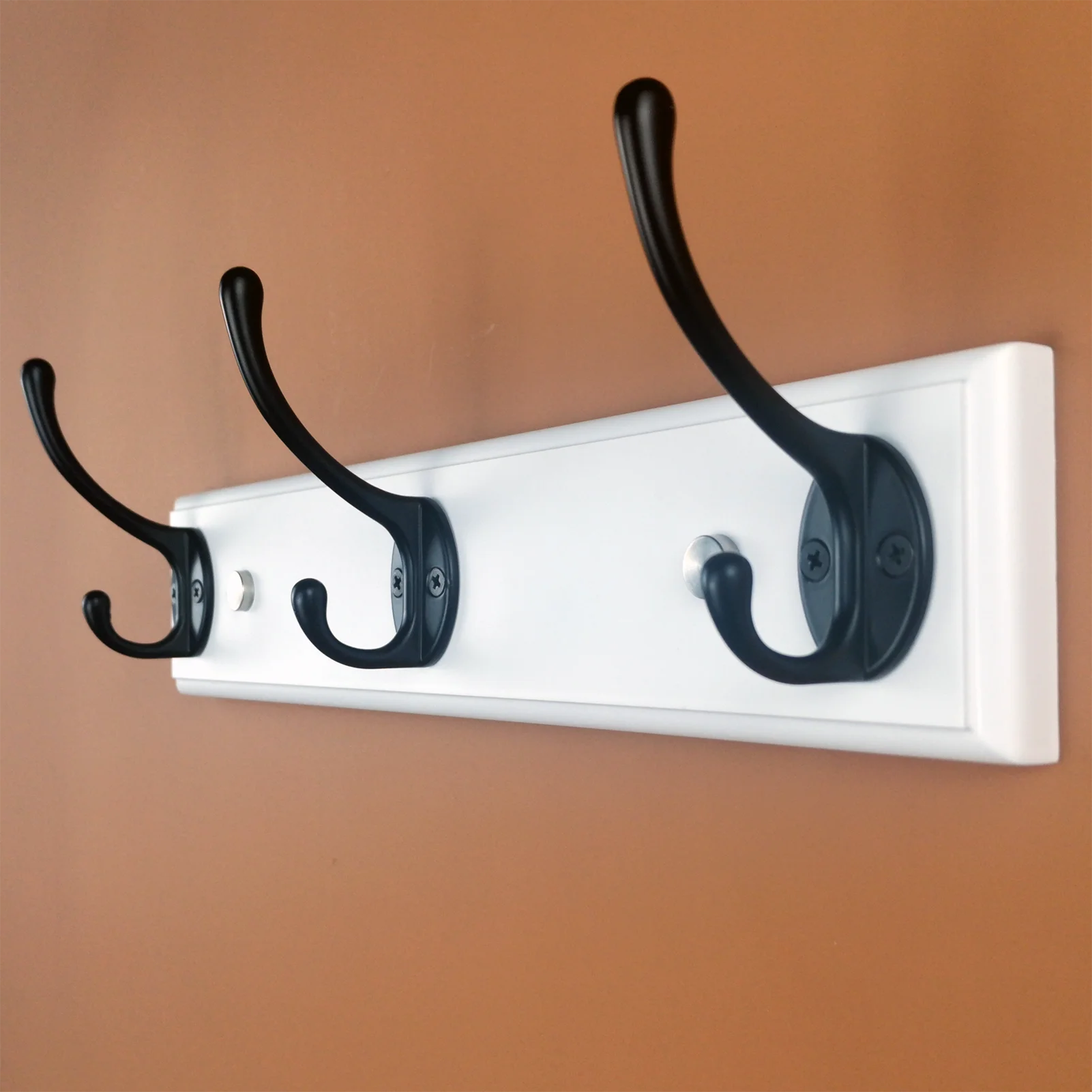 3 Black Hooks Wooden Wall Coat Rack, 12.6''(32cm), White Sturdy Hangers For Corridor Entrance To Hang Clothes, Hats
3 Black Hooks Wooden Wall Coat Rack, 12.6''(32cm), White Sturdy Hangers For Corridor Entrance To Hang Clothes, Hats