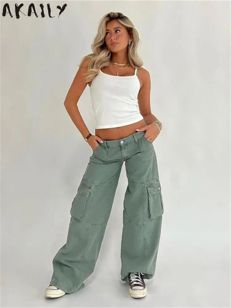 Akaily Summer Street Black Cargo Baggy Pants For Women 2022 White Pockets Long Trouser Female Low Waist Straight Wide Legs Pants
Akaily Summer Street Black Cargo Baggy Pants For Women 2022 White Pockets Long Trouser Female Low Waist Straight Wide Legs Pants