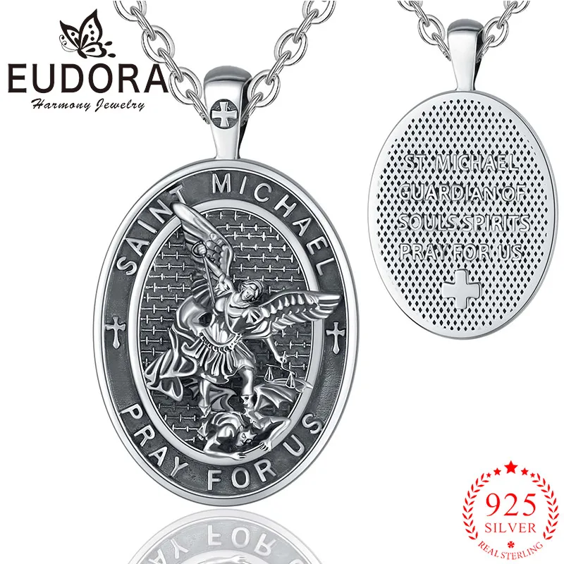Eudora 925 Sterling Silver Saint Michael Archangel Necklace Vintage Cross Amulet Pendant Religious Jewelry Gift for Men Women
Eudora 925 Sterling Silver Saint Michael Archangel Necklace Vintage Cross Amulet Pendant Religious Jewelry Gift for Men Women