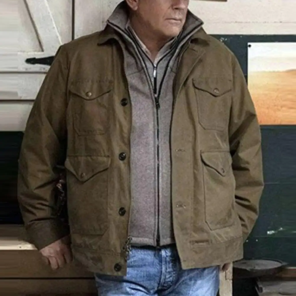 Stylish Men Outerwear Long Sleeve Skin-touch Fine Stitching Pockets Coat Outerwear Male Cargo Jacket for Travel 
Stylish Men Outerwear Long Sleeve Skin-touch Fine Stitching Pockets Coat Outerwear Male Cargo Jacket for Travel