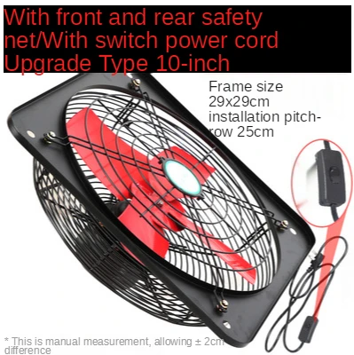 10inch Powerful Industrial Ventilation Extractor Metal Axial Exhaust Commercial Air Blower Fan Kitchen Bedroom Window Wall Fan
10inch Powerful Industrial Ventilation Extractor Metal Axial Exhaust Commercial Air Blower Fan Kitchen Bedroom Window Wall Fan