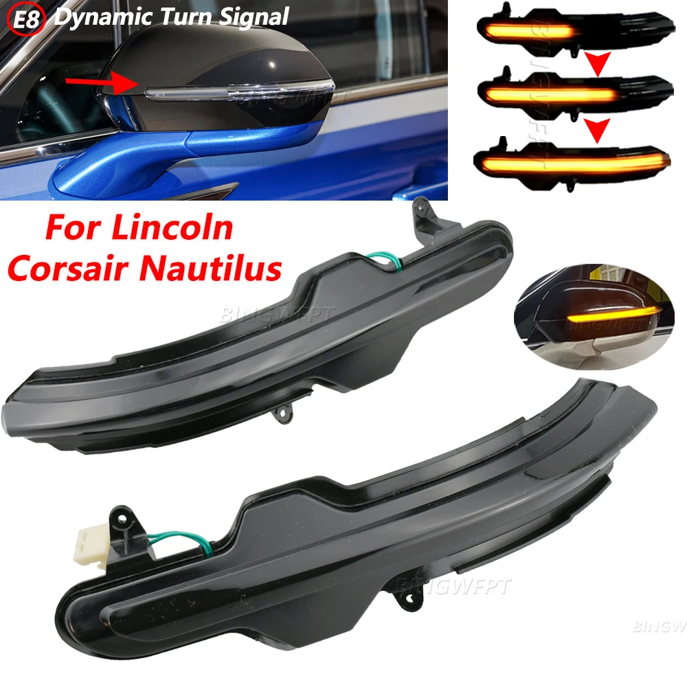 

LED Dynamic Turn Signal Light Lamp Rear Side Wing Mirror Sequential Indicator For Lincoln Corsair Nautilus 2020 +Arrow Flasher