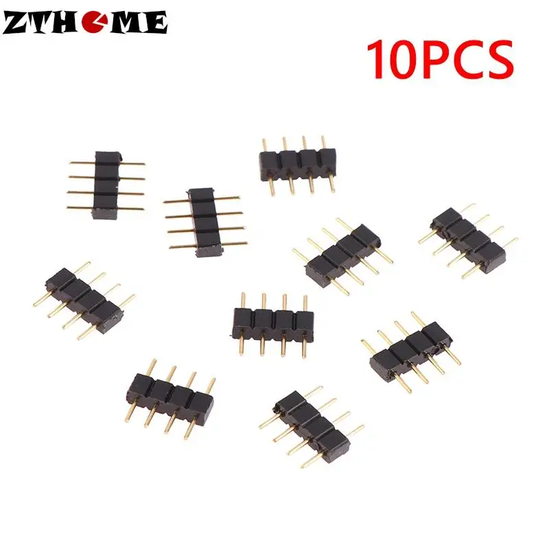 

10Pcs 4 Pin RGB Connector Adapter Pin Male Type Double 4Pin For RGB 5050 3528 LED Strip DIY Colorful Lights Insert Connector