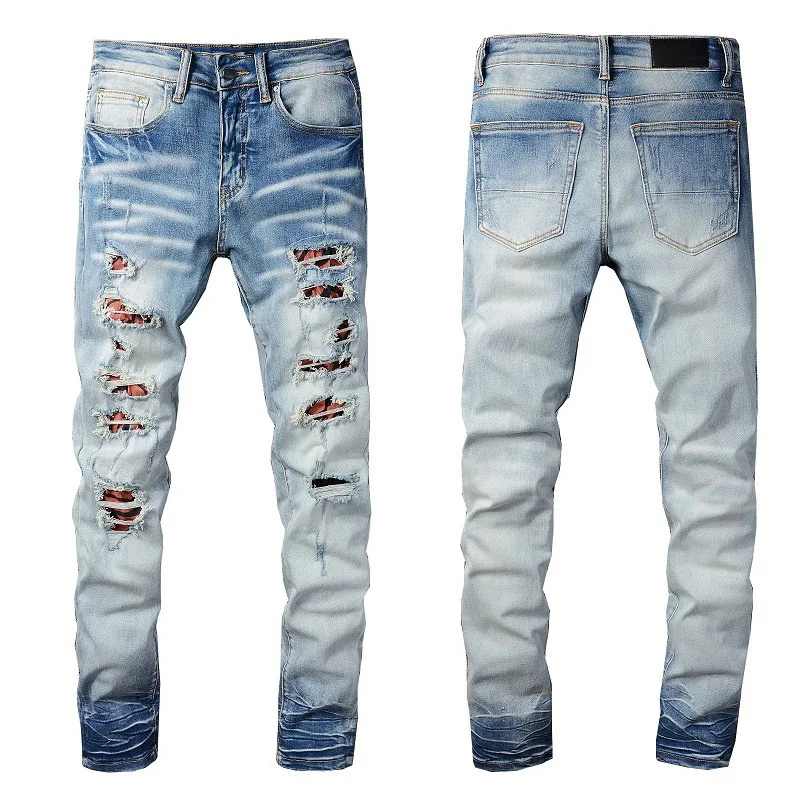2022 jeans vintage high street fashion brand light color hole patch slim fit little leg jeans for men
2022 jeans vintage high street fashion brand light color hole patch slim fit little leg jeans for men