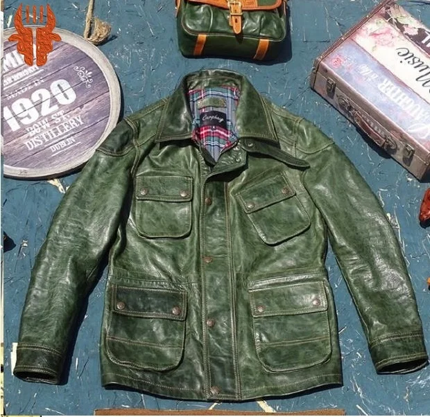 YR!Free shipping.US style vintage green M65 genuine leather jacket.Men quality hunting horsehide coat.plus size leather cloth
YR!Free shipping.US style vintage green M65 genuine leather jacket.Men quality hunting horsehide coat.plus size leather cloth