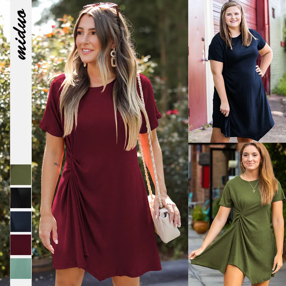 Hot sale new solid color casual crewneck pullover short sleeve T-shirt dress fashion pleated skirt boho dress
Hot sale new solid color casual crewneck pullover short sleeve T-shirt dress fashion pleated skirt boho dress