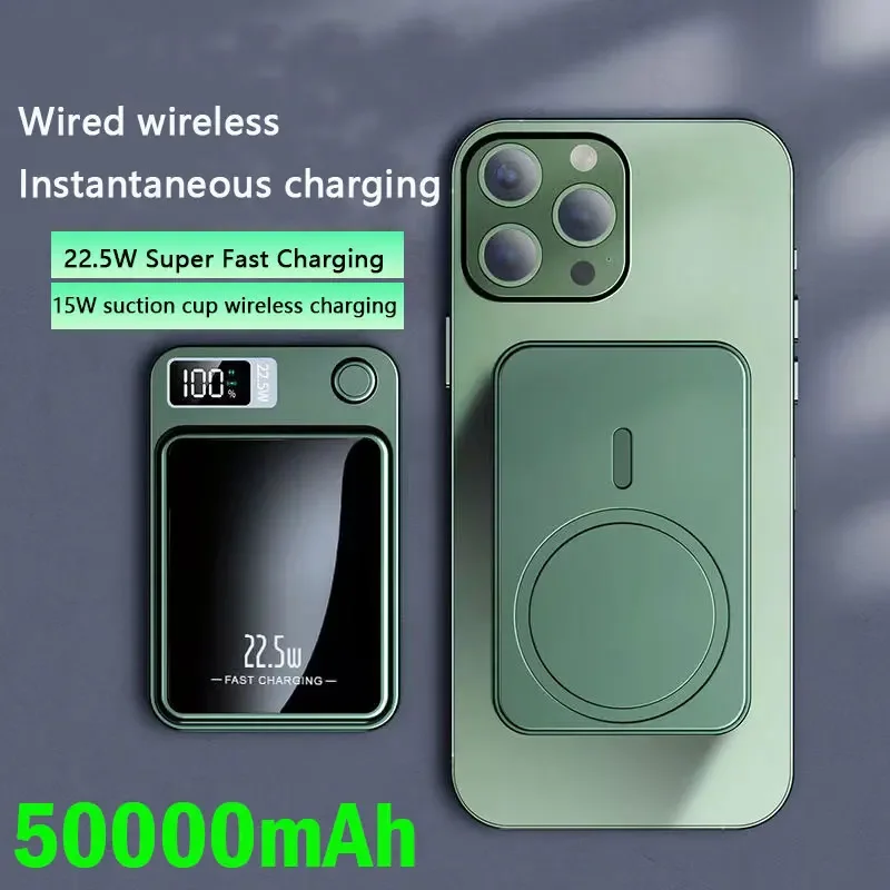 

Новинка 50000 мАч магнитное Беспроводное зарядное устройство Qi портативное зарядное устройство 22,5 Вт Быстрая зарядка для iPhone 14 13 12 Samsung Huawei Xiaomi Мини портативное зарядное устройство