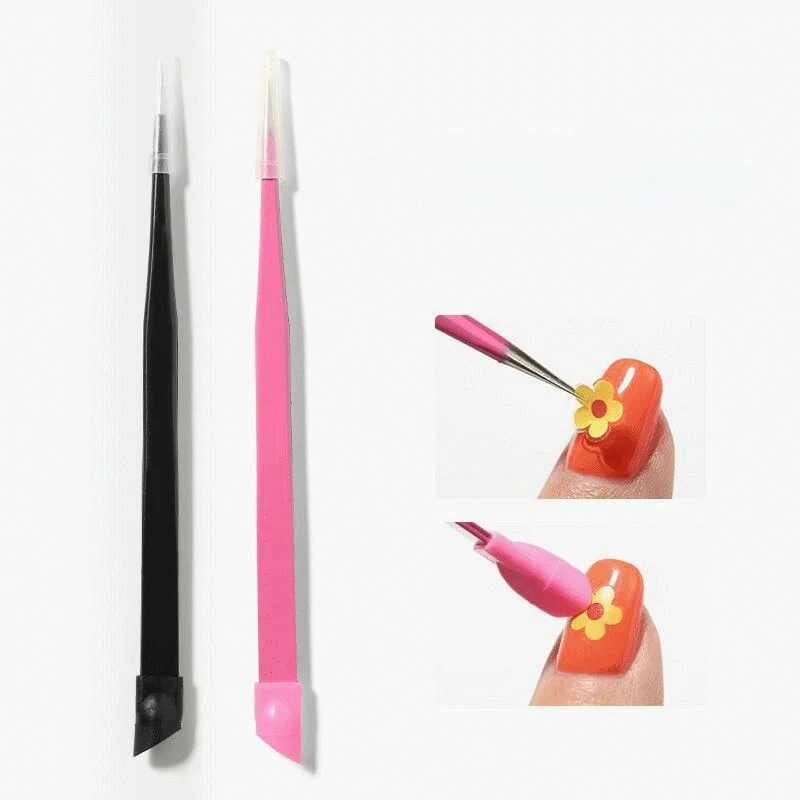 Nail Art Dual End Straight Tweezers with Silicone Pressing Head for 3D Sticker Rhinestones Water Sticker Picker Metal Nails Tool
Nail Art Dual End Straight Tweezers with Silicone Pressing Head for 3D Sticker Rhinestones Water Sticker Picker Metal Nails Tool