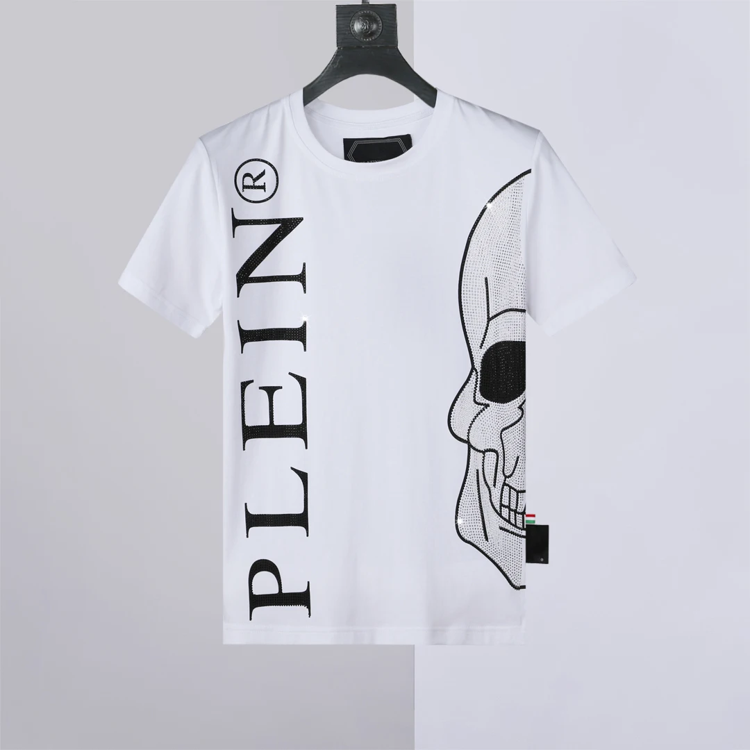 2022 summer new short sleeved men's cotton side half skull hot drill top slim fitting T-shirt fashion trend European uomo plein
2022 summer new short sleeved men's cotton side half skull hot drill top slim fitting T-shirt fashion trend European uomo plein