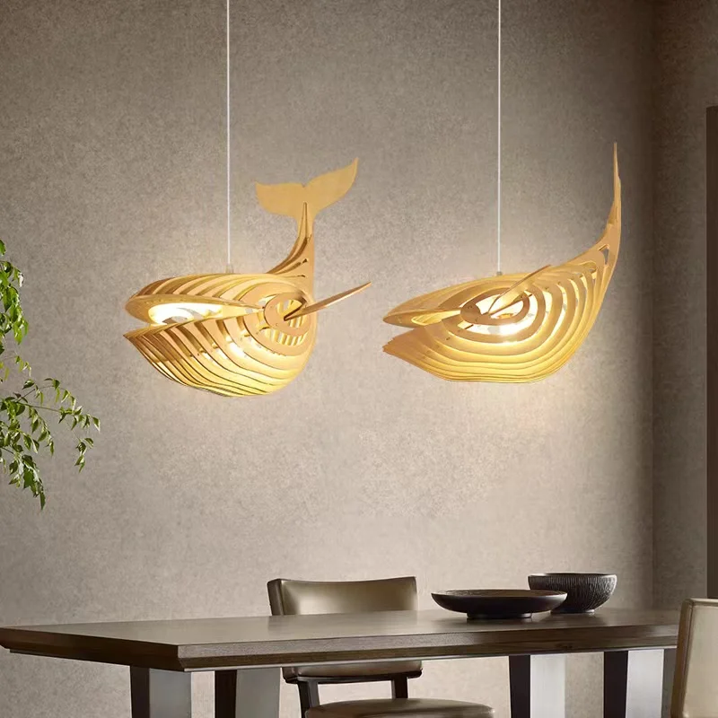 Handmade Solid Wood Whale Led Pendant Lighgts for Dining Room Bedroom Children's Room Decorative Hanging Lamps Wooden Fish Lamp
Handmade Solid Wood Whale Led Pendant Lighgts for Dining Room Bedroom Children's Room Decorative Hanging Lamps Wooden Fish Lamp