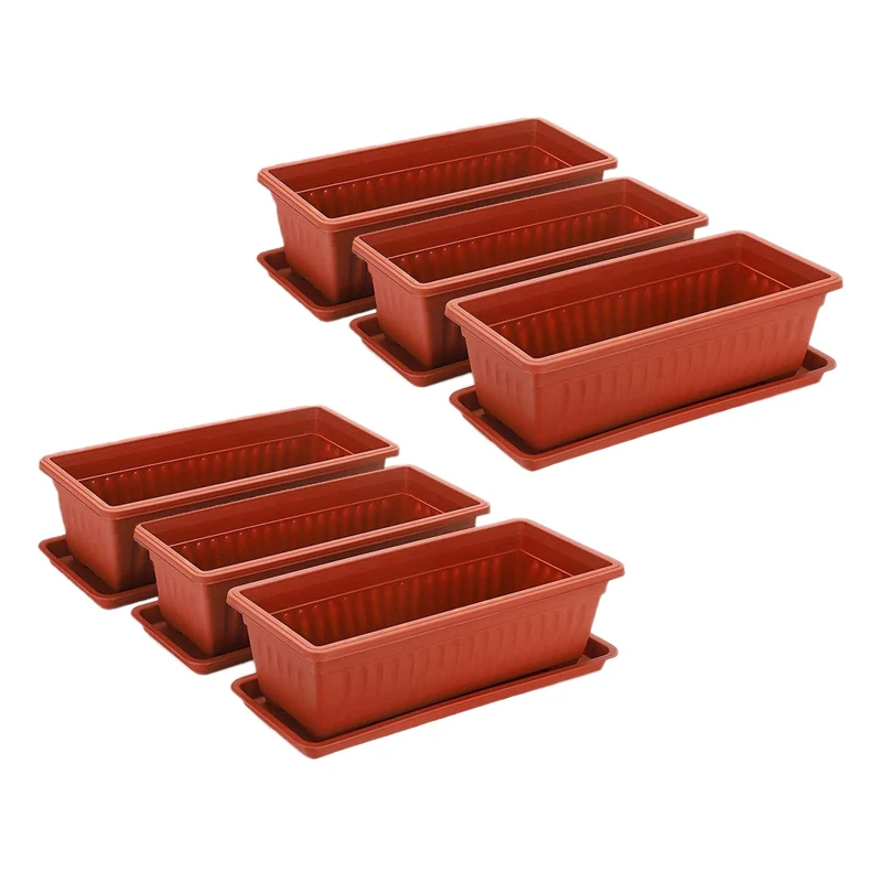 6 Packs 19.6 Inches Flower Window Box Plastic Vegetable Planters For Windowsill, Patio, Garden, Home Decor, Porch 
6 Packs 19.6 Inches Flower Window Box Plastic Vegetable Planters For Windowsill, Patio, Garden, Home Decor, Porch