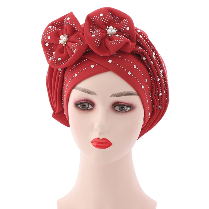 

2023 African Auto Geles Aso Oke Headtie Already Made Headties Shinning Sequins Turban Cap For Women Ready Female Head Wraps