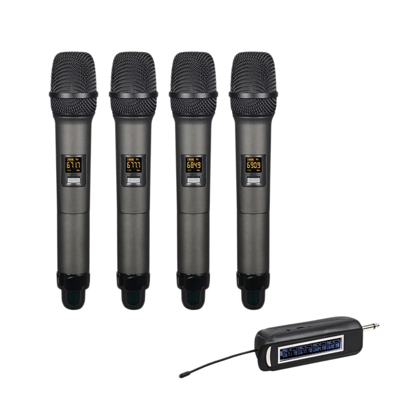 UHF Wireless Microphone 4 Channel Microphone with Mini Portable Receiver 1/4Inch Output for Church Home Business Meeting
UHF Wireless Microphone 4 Channel Microphone with Mini Portable Receiver 1/4Inch Output for Church Home Business Meeting