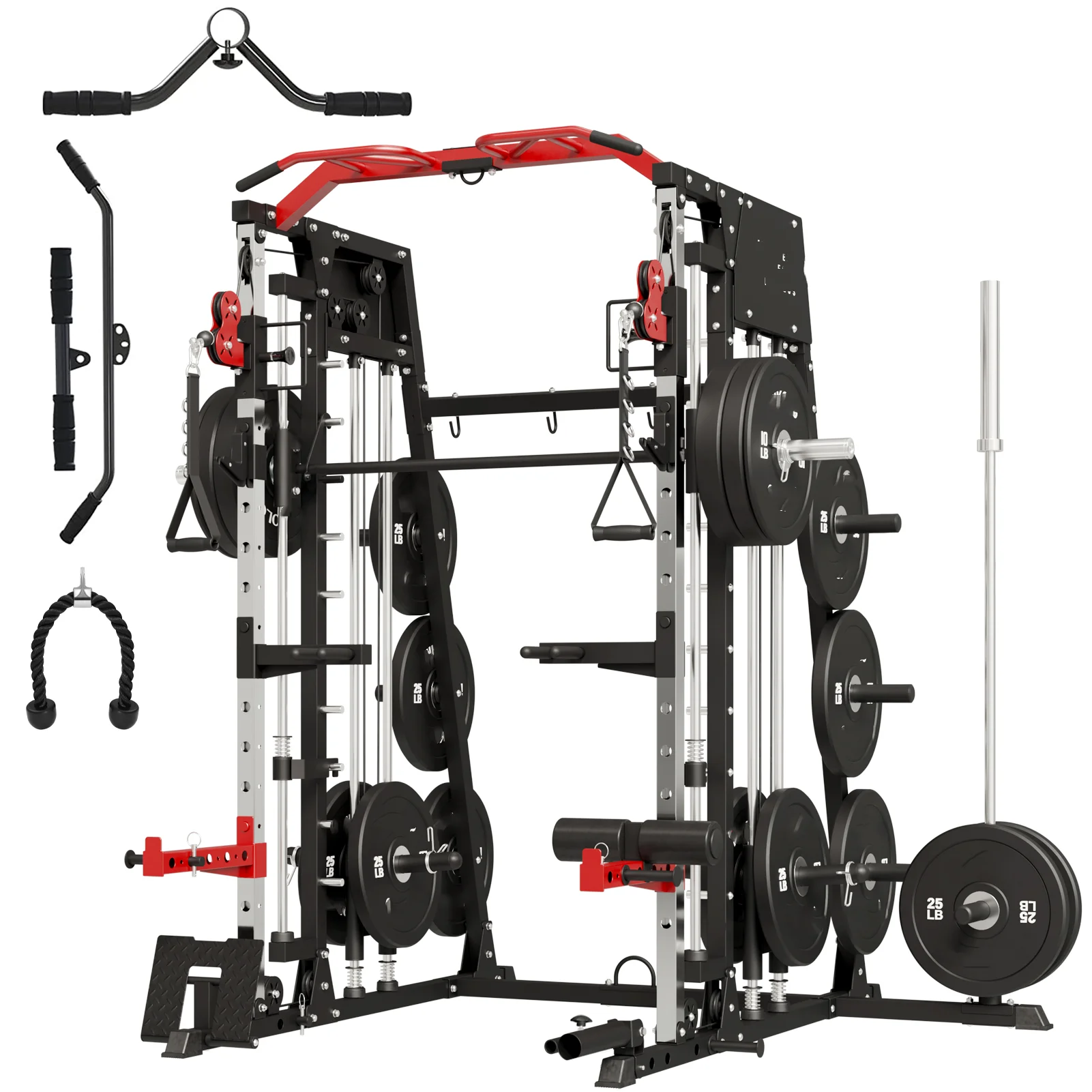 Machine Home Gym, 2200 lbs Power Rack Cage with Cable Crossover, Weight Bar, 360° Landmine, Barbell Holders and Other Attachmen
Machine Home Gym, 2200 lbs Power Rack Cage with Cable Crossover, Weight Bar, 360° Landmine, Barbell Holders and Other Attachmen