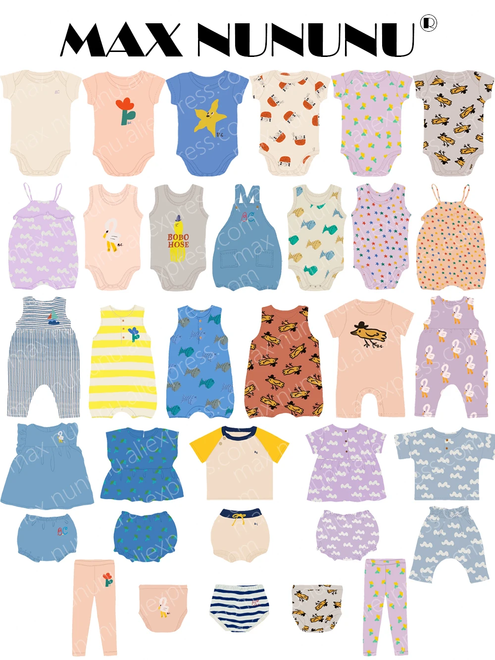 

2023SS Original Label BOBO TAO CHOSES KIDS BC baby sets T-shirts body Overall Woven Bloomer Trousers Shorts culotte