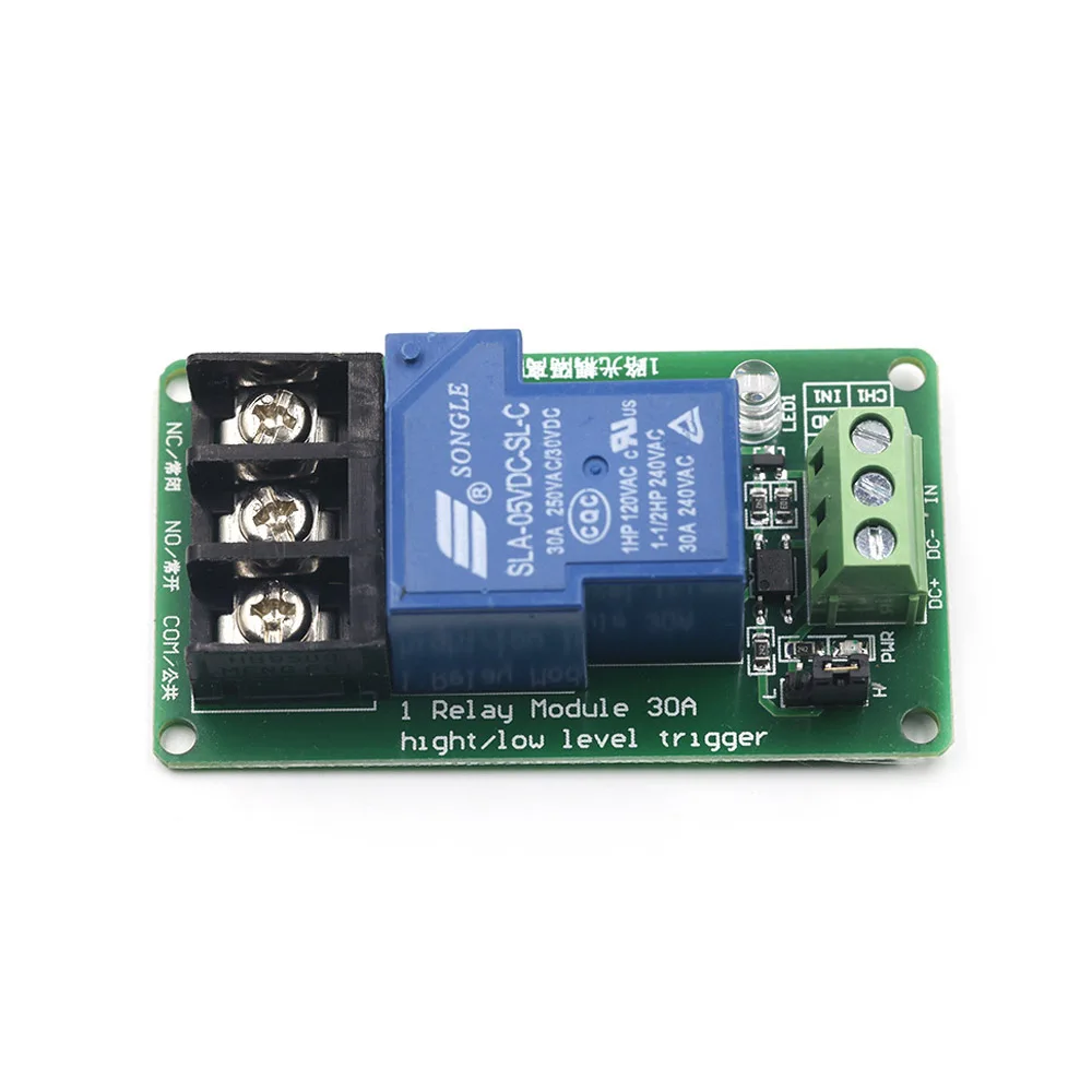 5V 12V 24V 1 Channel Relay Module 30A with Optocoupler Isolation Supports High and Low Trigger Relay Switch 5mA Static Current
5V 12V 24V 1 Channel Relay Module 30A with Optocoupler Isolation Supports High and Low Trigger Relay Switch 5mA Static Current
