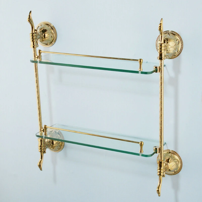 Bathroom Gold Double Layer Glass Shelf Shower Gel Shampoo Storage Shelf Holder Wall Mounted
Bathroom Gold Double Layer Glass Shelf Shower Gel Shampoo Storage Shelf Holder Wall Mounted