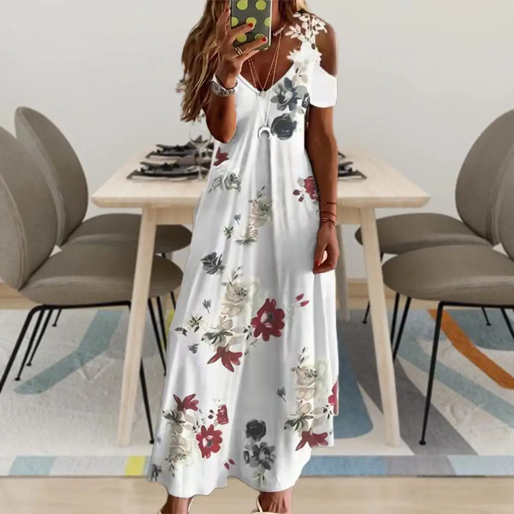 Popular Beach Dress Short Sleeve Patchwork Elegant Loose-fitting A-Line Long Dress
Popular Beach Dress Short Sleeve Patchwork Elegant Loose-fitting A-Line Long Dress