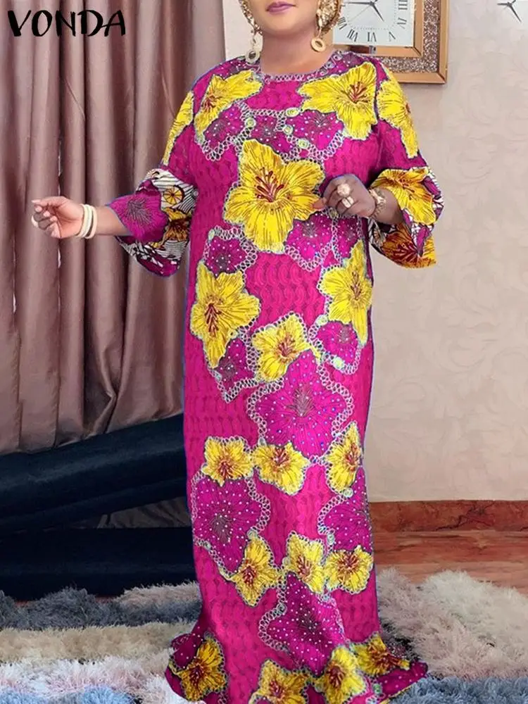 VONDA Fashion Printed Dress 2022 Women Sexy 3/4 Sleeved Party Maxi Long Dress Robe Femme A-Line Maxi Sundress Vestido Femininas
VONDA Fashion Printed Dress 2022 Women Sexy 3/4 Sleeved Party Maxi Long Dress Robe Femme A-Line Maxi Sundress Vestido Femininas