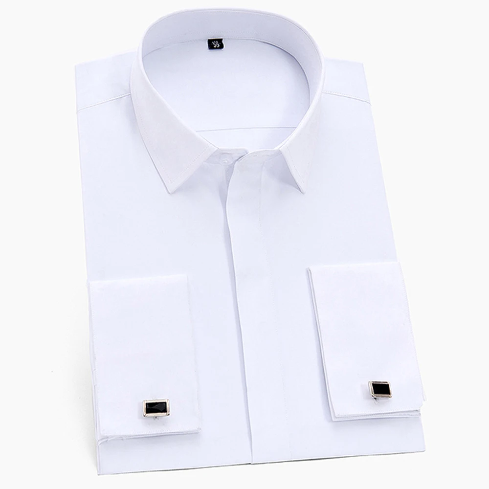 Dress Office Long Sleeve Business Formal Standard-fit French Shirts Cuffs Men's Covered Placket Classic White Work Solid Shirt
Dress Office Long Sleeve Business Formal Standard-fit French Shirts Cuffs Men's Covered Placket Classic White Work Solid Shirt