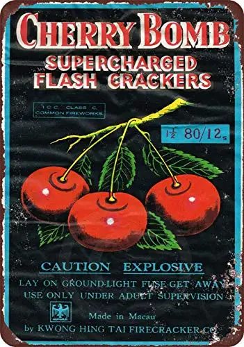 Retro Tin Sign Cherry Bomb Supercharged Flash Crackers Metal Plaque Farm Home Coffee Shop Wall Decoration Metal Plate 12*8 Inch
Retro Tin Sign Cherry Bomb Supercharged Flash Crackers Metal Plaque Farm Home Coffee Shop Wall Decoration Metal Plate 12*8 Inch