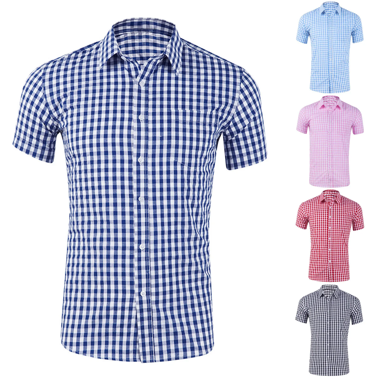 Male Casual Plaid Print Shirt Pocket Short Sleeve Turn Down Collar Shirt Button Formal Shirt Yellow Apparel 
Male Casual Plaid Print Shirt Pocket Short Sleeve Turn Down Collar Shirt Button Formal Shirt Yellow Apparel